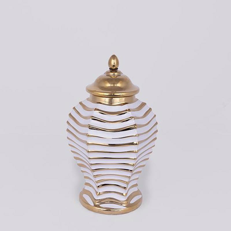 ESTHETI home Βάζο Κεραμικό/Μεταλλικό Λευκό/Χρυσό Φ18.3x